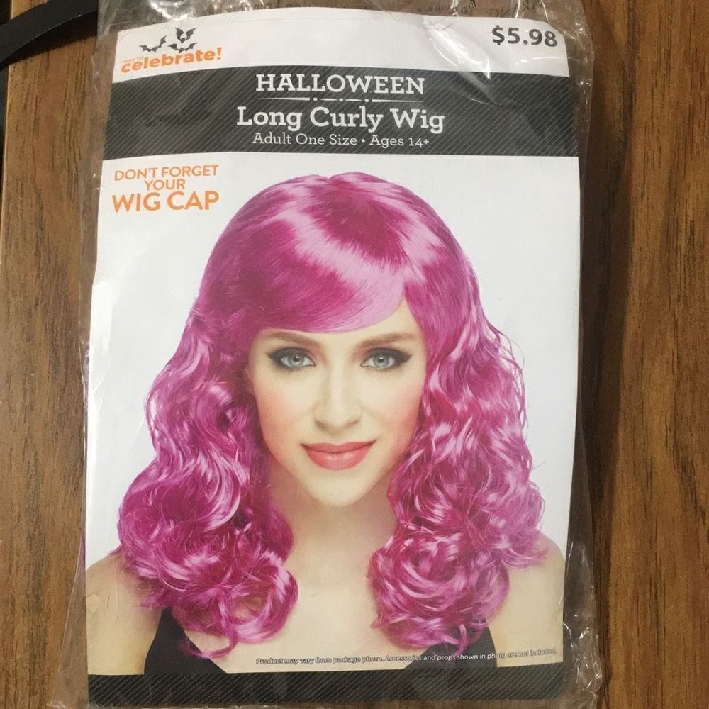 Way to Celebrate! Long Curly Halloween Wig in Fushia